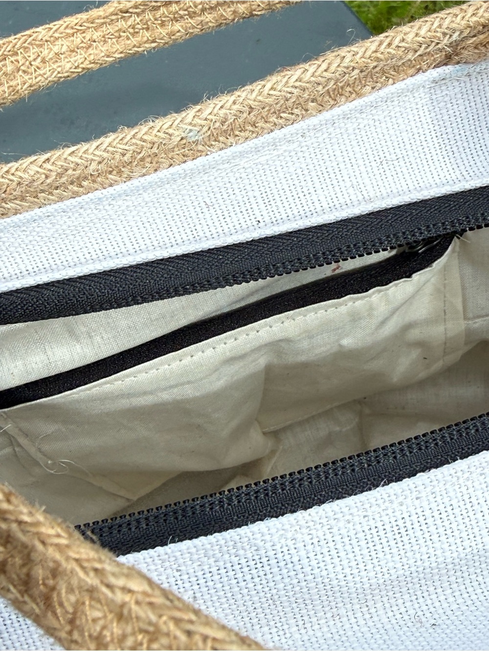 Jute Straw Tote Bag in Natural Beige and Cream Inch ( 16 H * 9 W) New - Picture 6 of 8